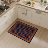 Navy Blue Orange Geometric Tribal Area Rug
