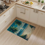 ODIKA Tropical Beach Sunset Washable Rug - Low Pile Non-Slip Coastal Area Rug