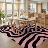 Pink Black Swirl Abstract Area Rug