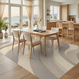 Beige Abstract Wave No. 7 Area Rug