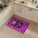 Neon Pink Skull Geometric Area Rug