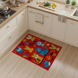Multi-color and Patterns Playful Cartoon Cats Area Rug