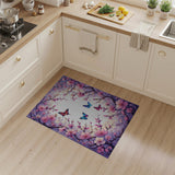 Purple Cherry Blossom Butterfly Area Rug