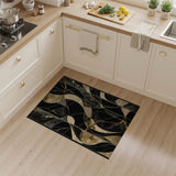Luxe Black Gold Geometric Abstract Area Rug