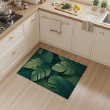 Green Lush Layered Monstera Leaves Green Area Rug