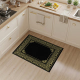 Traditional Persian Ornate Gold Floral Border Black Area Rug