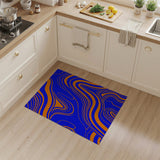 Dynamic Blue Orange Wave Abstract Area Rug