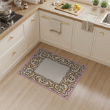 Ornate Pink Gold Floral Border Area Rug