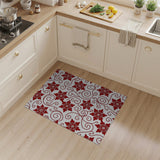 Red Poinsettia Swirl Floral Area Rug