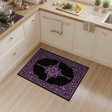 Pink Floral Medallion Area Rug on Black