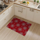 Snowflake Geometric Modern Festive Red Snowflake Area Rug