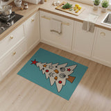 Cartoon Coastal Christmas Tree Area Rug