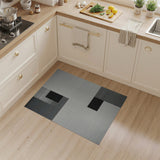 Black and White Monochrome Geometric Block Area Rug