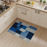Modular Navy Blue Geometric Area Rug