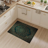 Teal Lotus Mandala Persian Area Rug