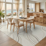 Abstract Area Beige Wavy Contour Abstract Area Rug