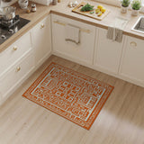 Vibrant Orange Geometric Maze Area Rug