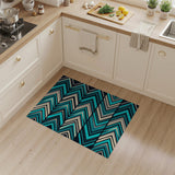 Layered Teal Chevron Geometric Area Rug