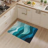 Wave Blue and Teal Blue Teal Wave Abstract Area Rug