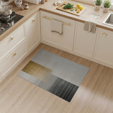 Layered Beige Gold Grey Stripe Area Rug