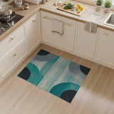 Geometric Modern Blue and Teal Teal Grey Abstract Geometric Area Rug