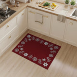 Ornate Red Snowflake Floral Area Rug
