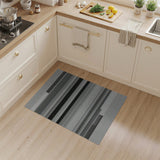 Modern Black White Striped Geometric Rug