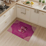 Pink Shag Diamond Rug with Satin Bow Accent