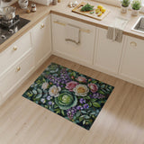 Lush Floral Bouquet Area Rug with Roses Cabbage
