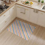 Rainbow Paw Print Stripe Kids Rug