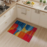 Vibrant Abstract Geometric Area Rug in Red Orange Blue