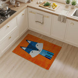 Playful Blue Fox Cartoon Kids Area Rug