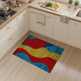 Vibrant Abstract Wave Area Rug in Red Yellow Blue