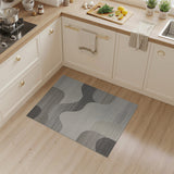 Grey Wavy Grey Abstract Area Rug