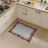 Ornate Red Gold Floral Border Rug