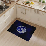 Luminous Blue Moon Palm Silhouette Area Rug