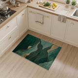 Green Gold Abstract Wave Landscape Rug