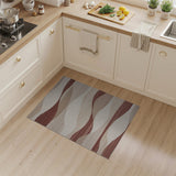Wavy Beige Rust Abstract Area Rug