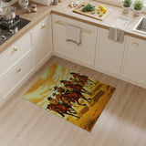 Western Cowboys Galloping Desert Sunset Area Rug