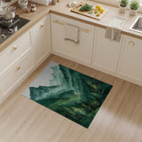 Layered Green Mountain Valley Forest Rug