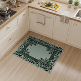 Green Eucalyptus Leaf Frame Area Rug