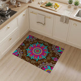 Vibrant Pink Teal Mandala Boho Area Rug