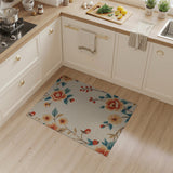 Cream Floral Vintage Area Rug with Peony Blooms