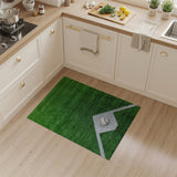 Green Baseball Field Area Rug with Ball
