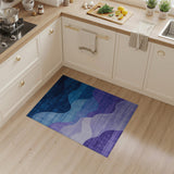 Cascading Wave Abstract Area Rug in Blue-Purple