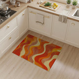 Bold Orange Wave Abstract Area Rug