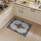 Ornate Red Teal Floral Medallion Area Rug