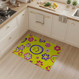 Cheerful Yellow Smiley Face Floral Area Rug