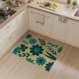 Teal Floral Vintage Area Rug