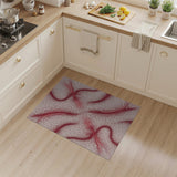 Abstract Red Swirl Dots Pink Area Rug